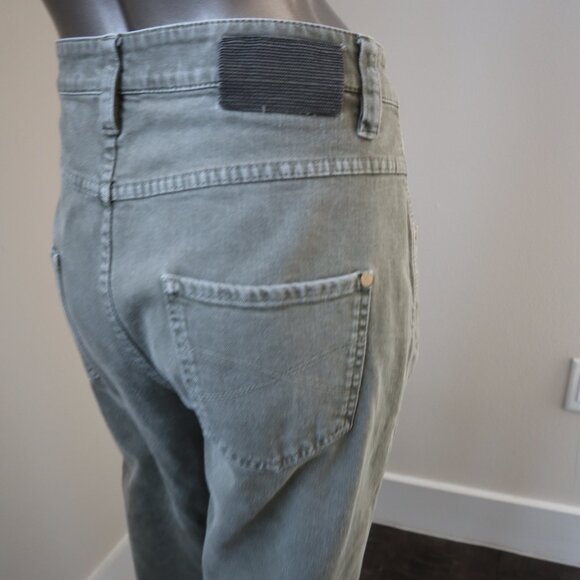 Brunello Cucinelli Monili Precious Jeans Army Green Denim Crop Raw Edge Size 8 - Picture 4 of 10